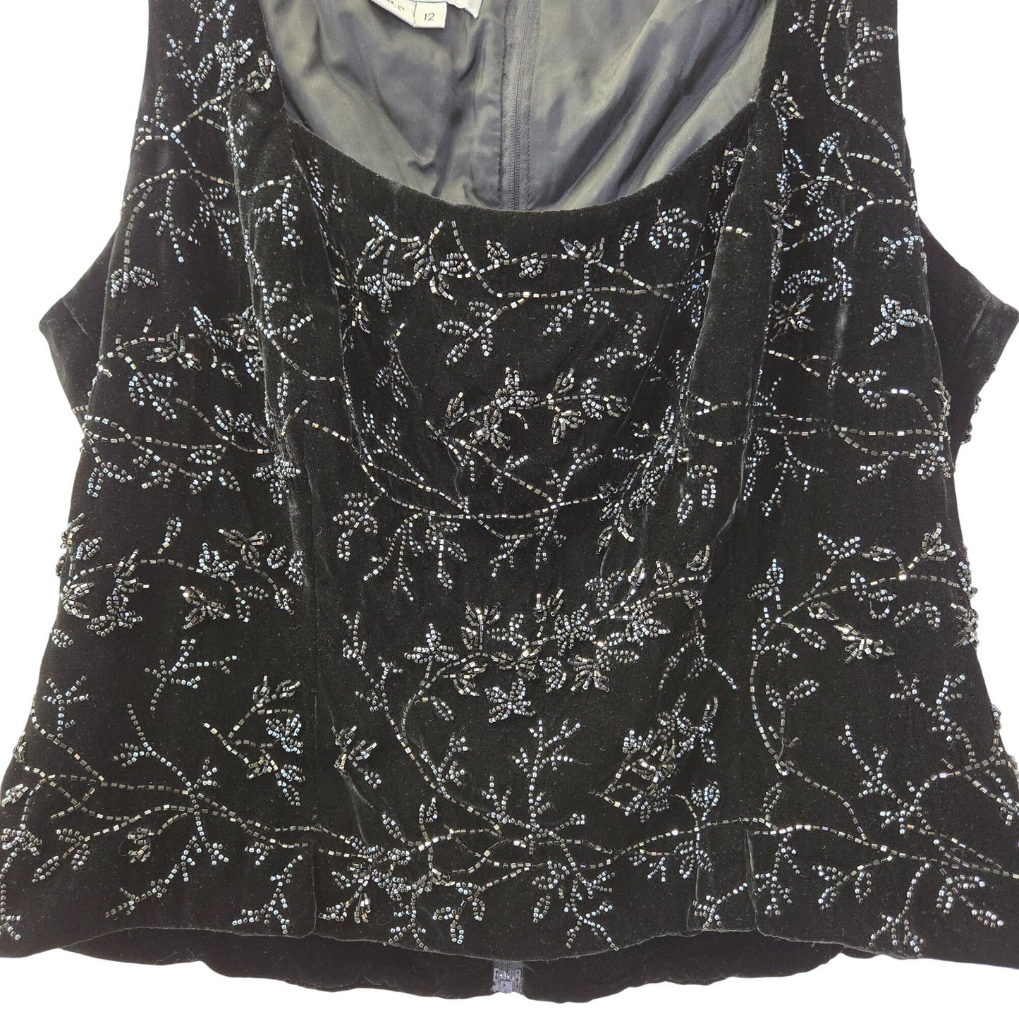 Kay Unger Silk Blend Velvet Beaded Special Occasion Top Size 12