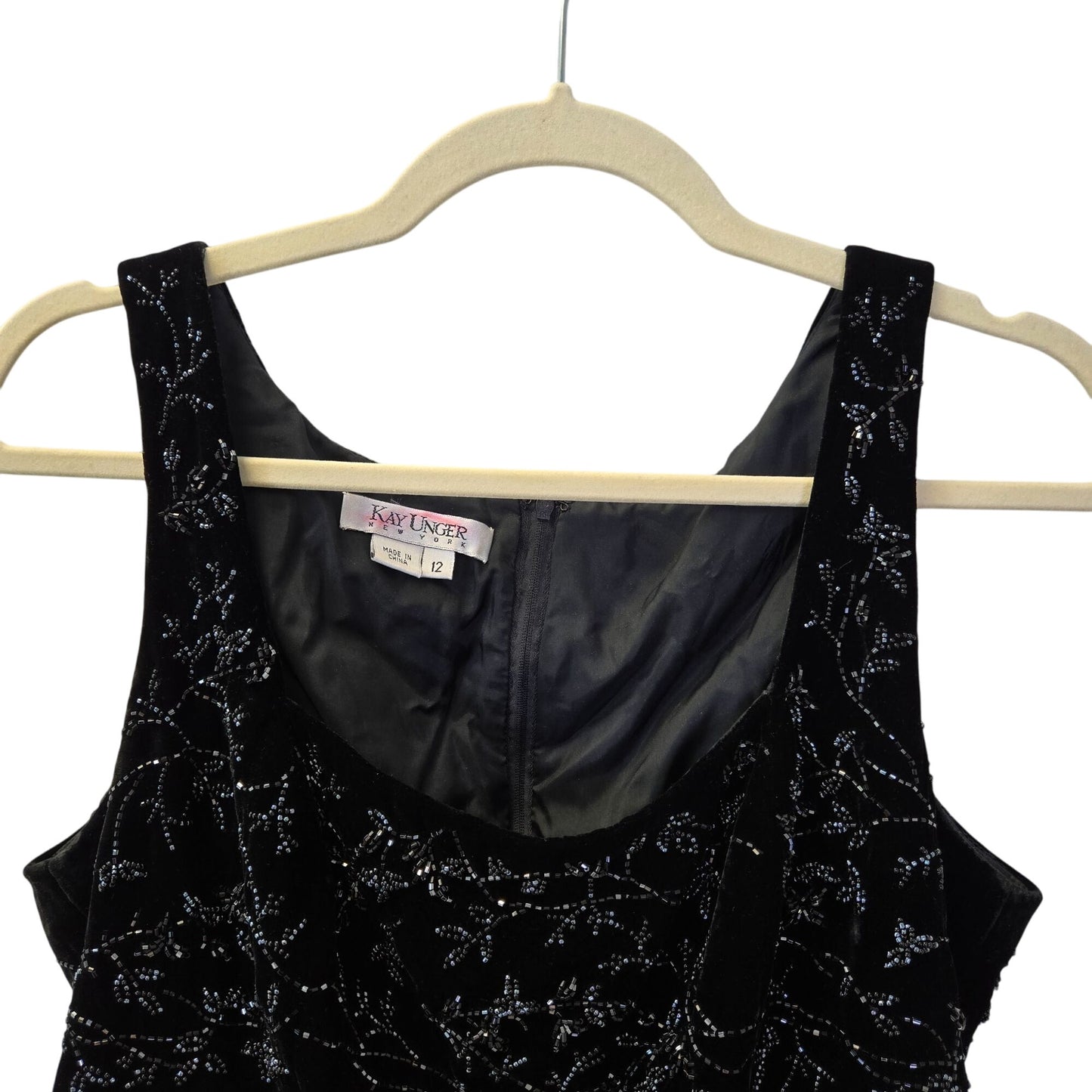 Kay Unger Silk Blend Velvet Beaded Special Occasion Top Size 12