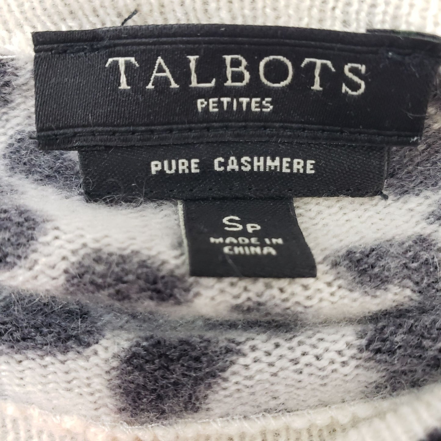 Talbots Pure Cashmere Leopard Print Crewneck Sweater Size Small Petite