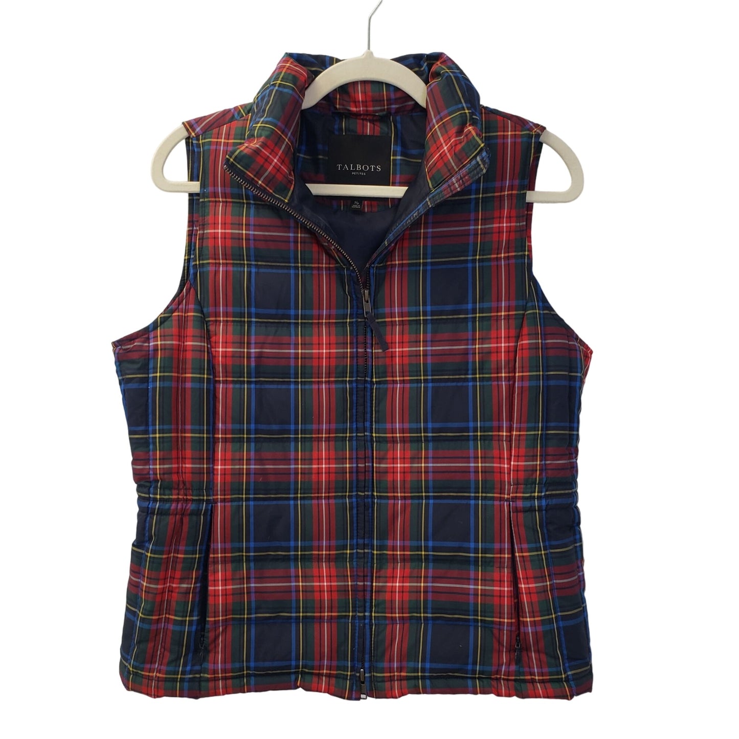 Talbots Petites Tartan Plaid Down Filled Full Zip Puffer Vest Size M Petite