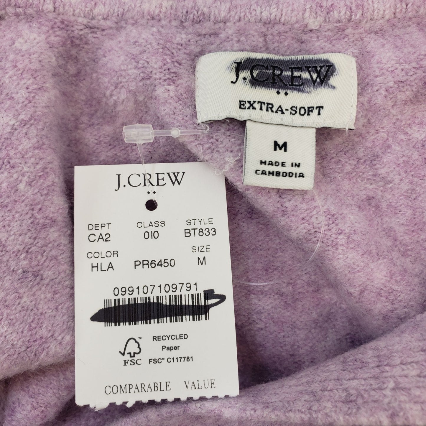 NWT J. Crew Factory Wool Blend Extra Soft V-Neck Sweater Size Medium
