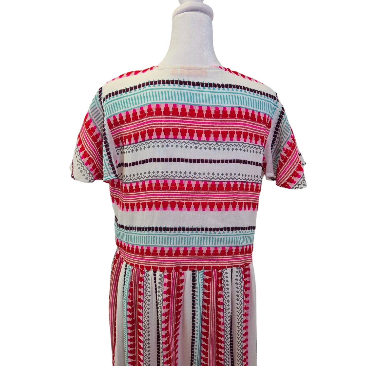 Oliphant Mezcal Embroidered Teired Hem Flutter Sleeve Maxi Dress Size Medium