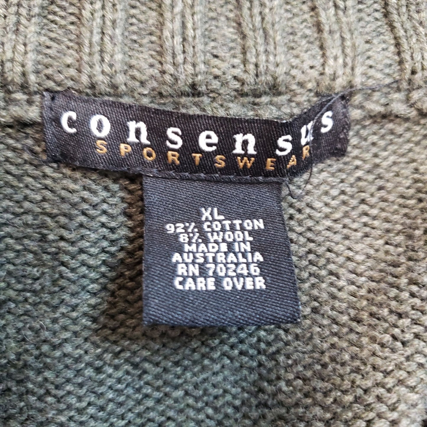 Consensus Wool Blend Quarter Zip Sweater Size XL