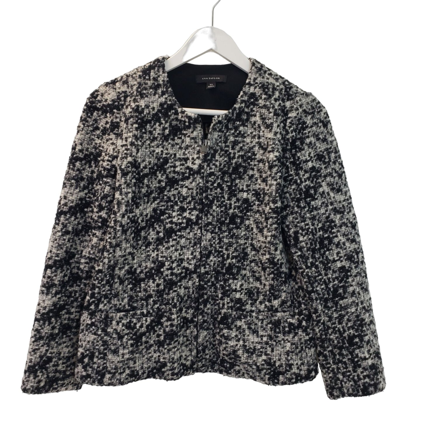 Ann Taylor Wool Blend Tweed Full Zip Blazer Jacket Size XS