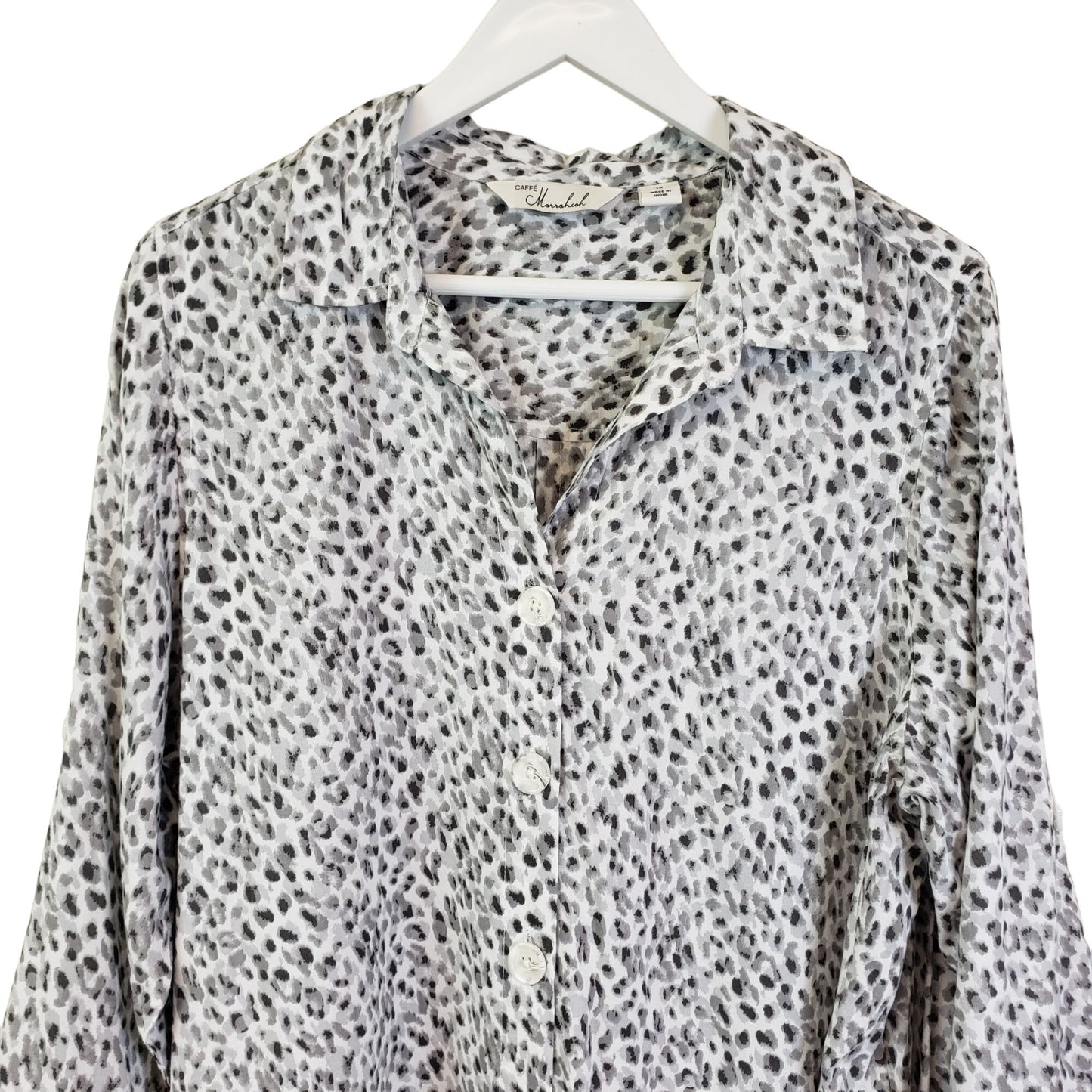 Cafe Marrakesh Leopard Print Button Down Shirt Size 1X
