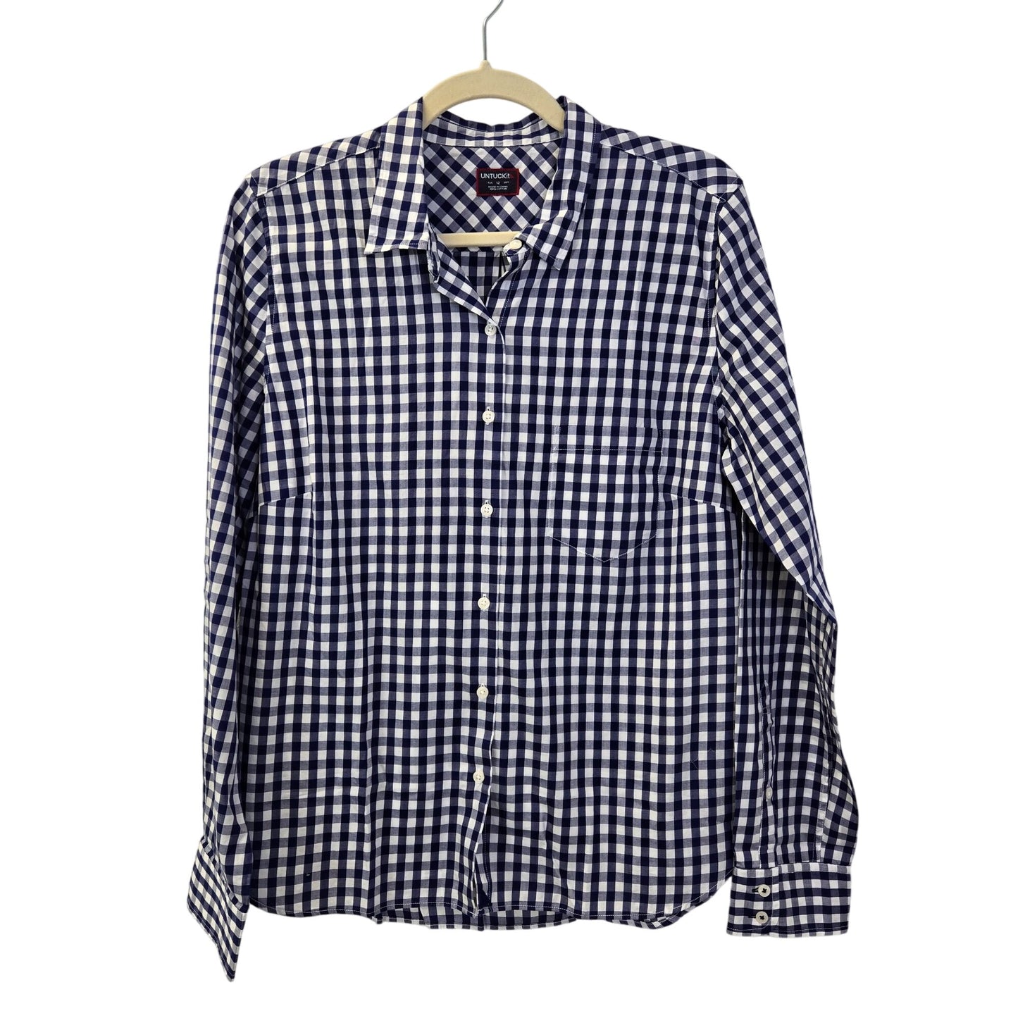 NWT UNTUCKit Bellleza Gingham Print Long Sleeve Button Down Shirt Size 18