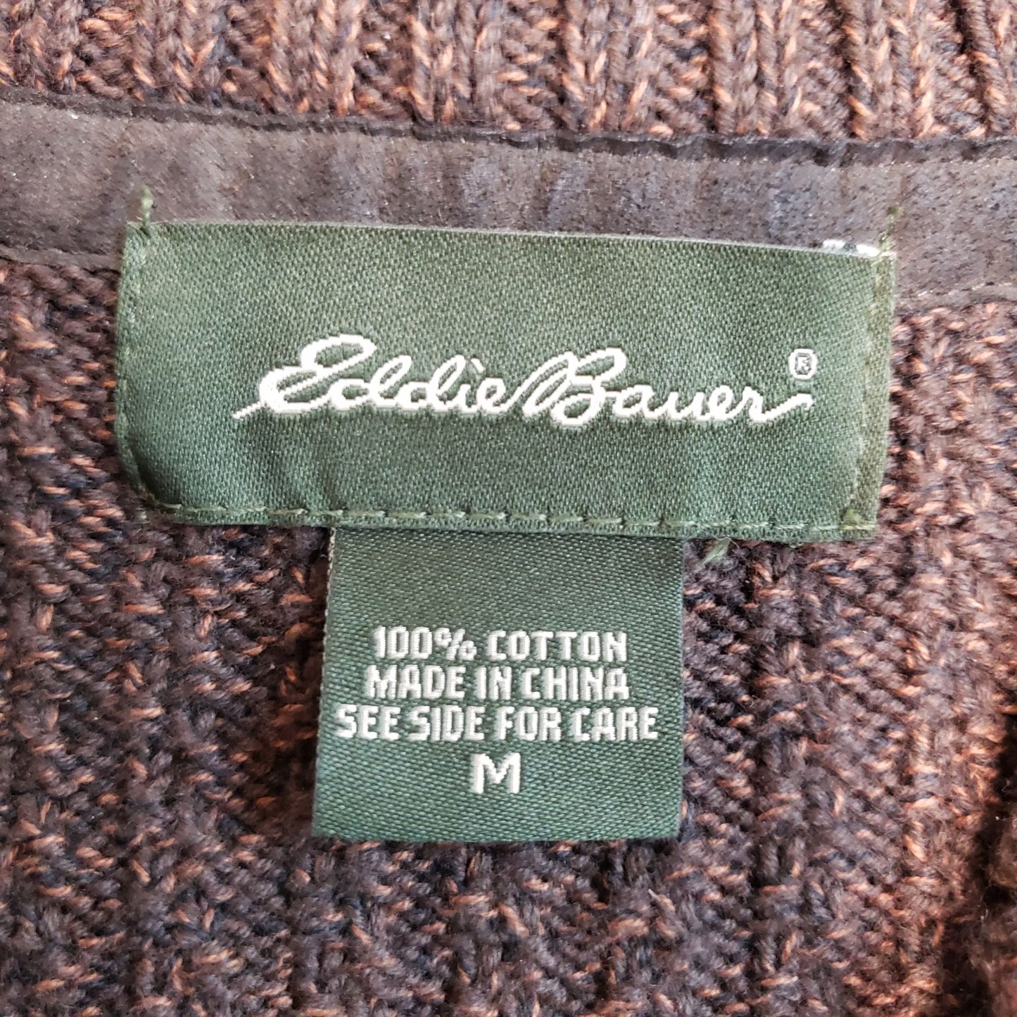 Eddie Bauer Thin Cable Knit Quarter Button Sweater Size Medium