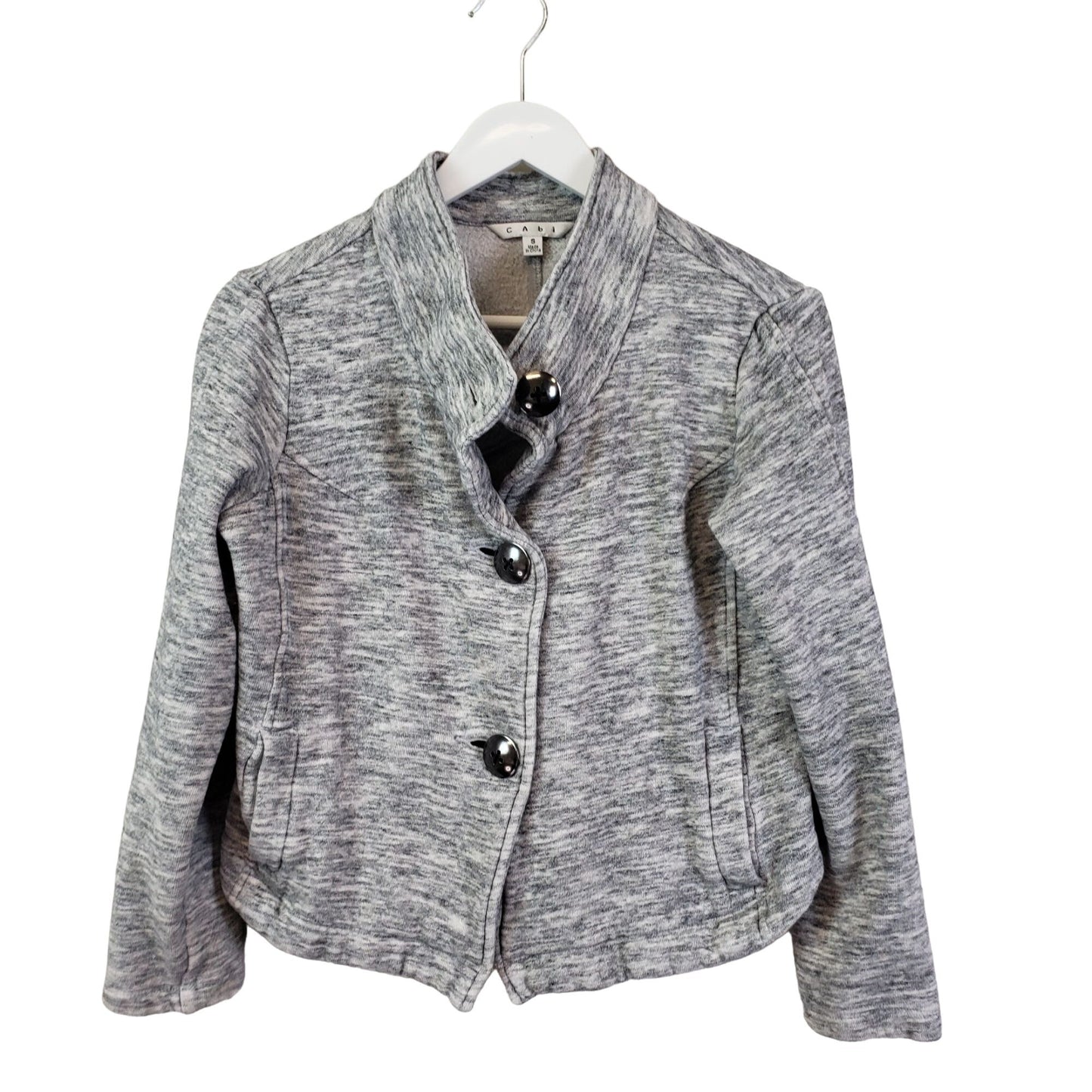 CAbi Button Front Fleece Grey Sweatshirt Jacket Size Small