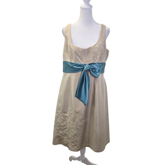 Vintage Kay Unger 100% Silk Embroidered Fit & Flare Dress Size 14