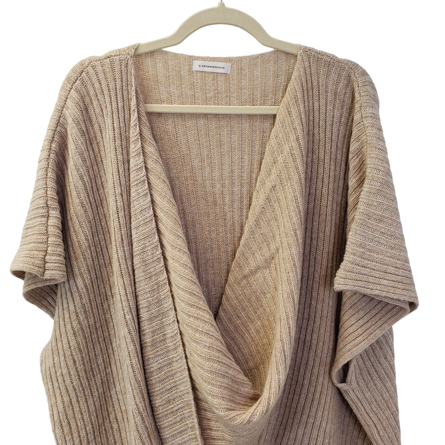 Anthropologie Wool Blend Ribbed Criss-Cross Poncho Sweater