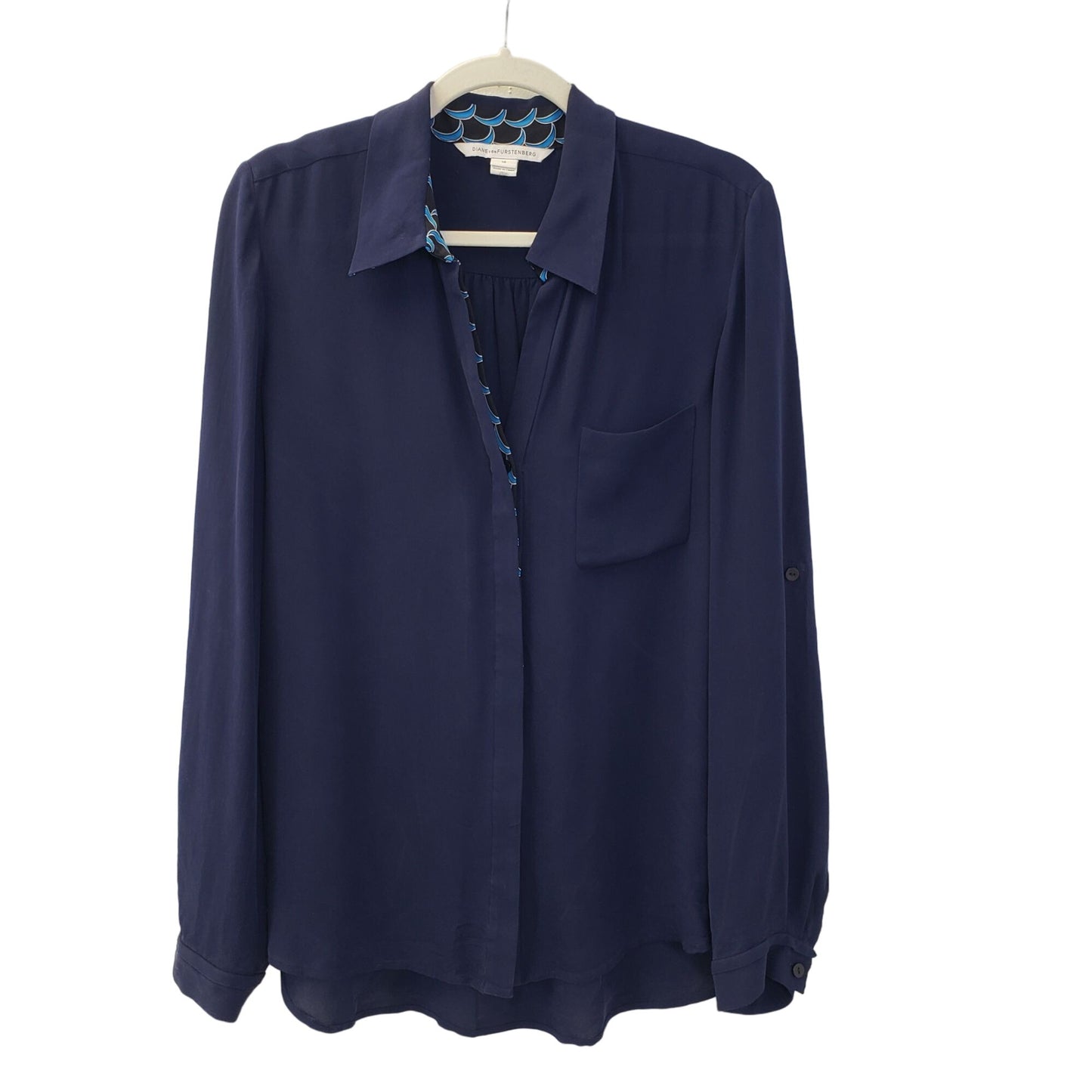 Diane Von Furstenberg Silk Button Down Blouse Size 10