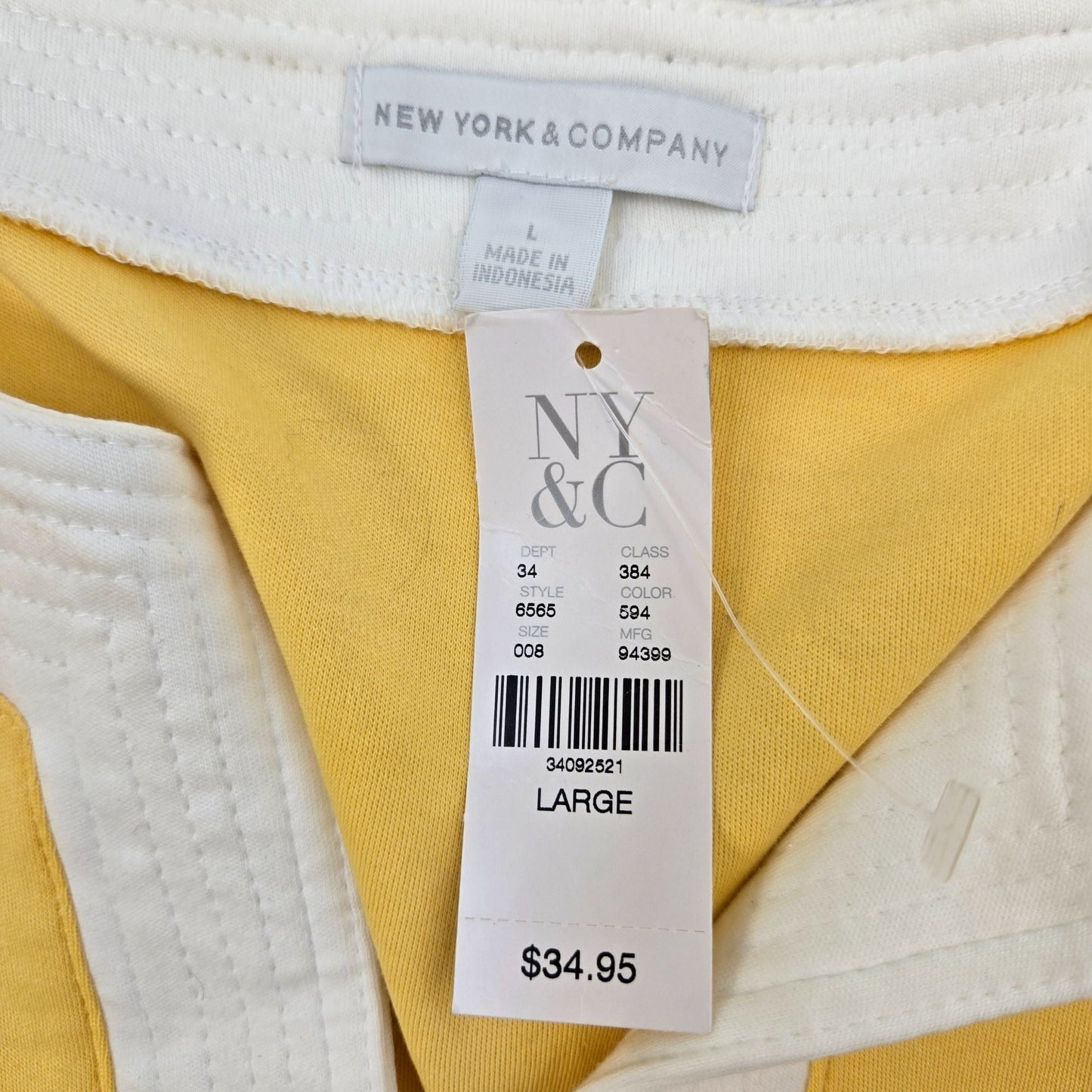 NWT New York & Company Sunny Yellow Shift Dress Size Large