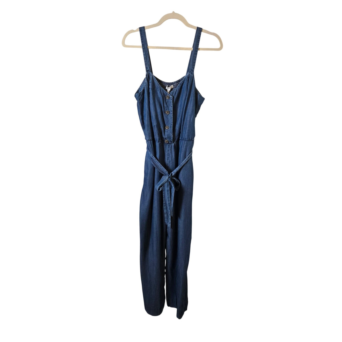 NWT LC Lauren Conrad So Fresh Chambray Wide Leg  Jumpsuit in Indigo Size Large