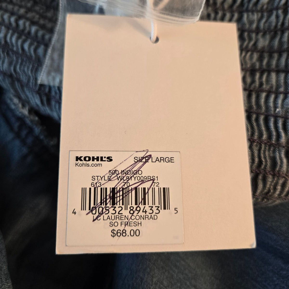 NWT LC Lauren Conrad So Fresh Chambray Wide Leg  Jumpsuit in Indigo Size Large