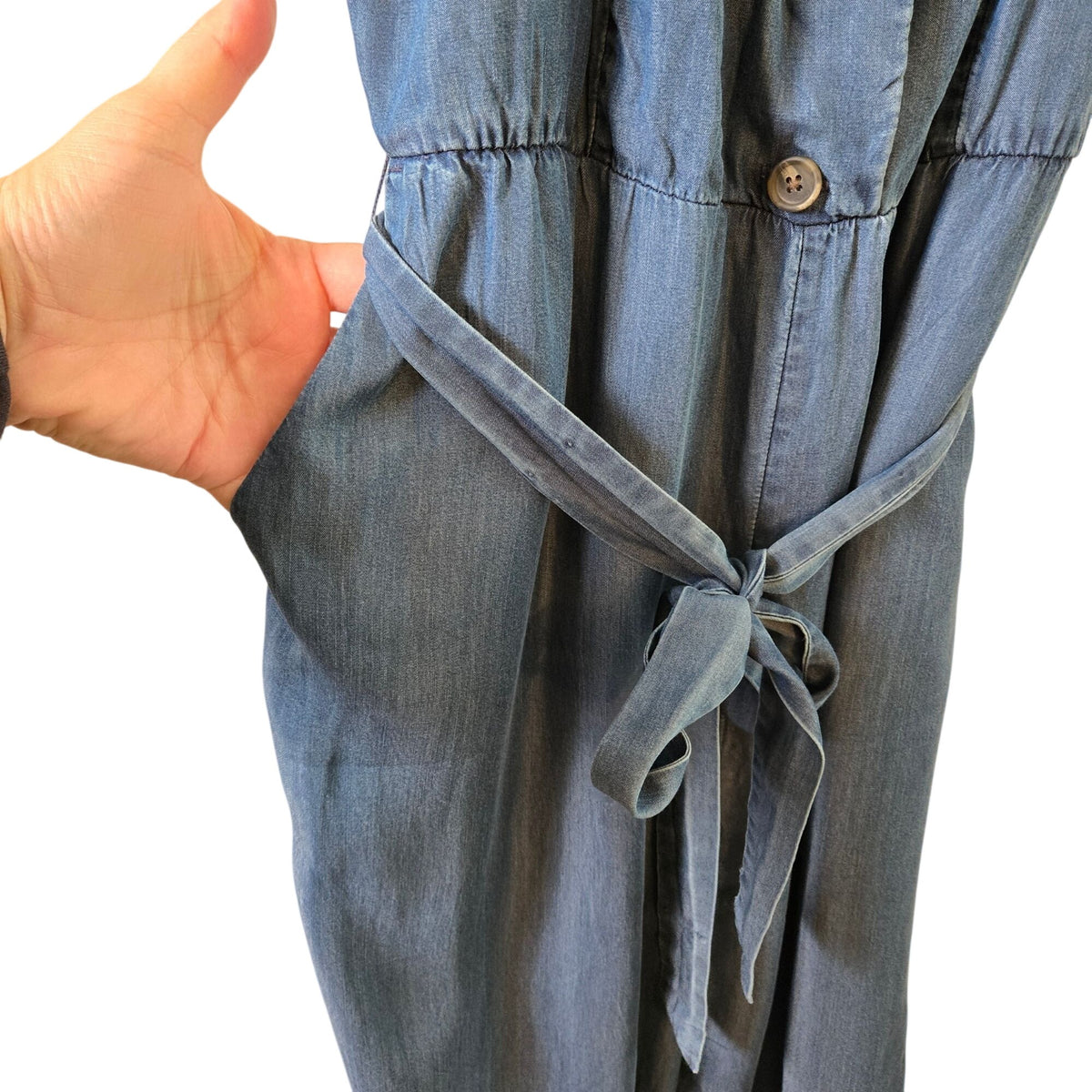 NWT LC Lauren Conrad So Fresh Chambray Wide Leg  Jumpsuit in Indigo Size Large