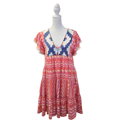 THML Chevron Aztec Print Fringe Trim Boho Dress Size XS