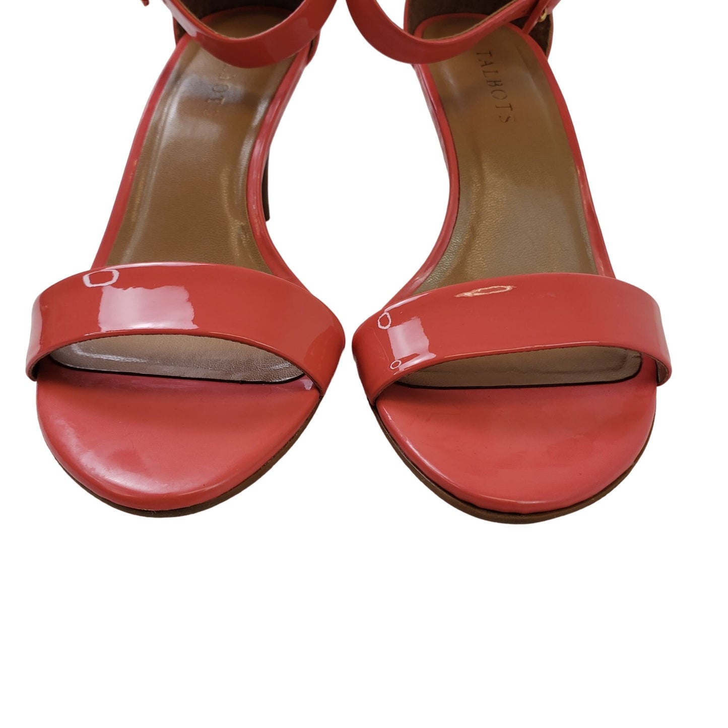 Talbots Patent Leather Ankle Strap Heels in a Coral Color Size 8.5