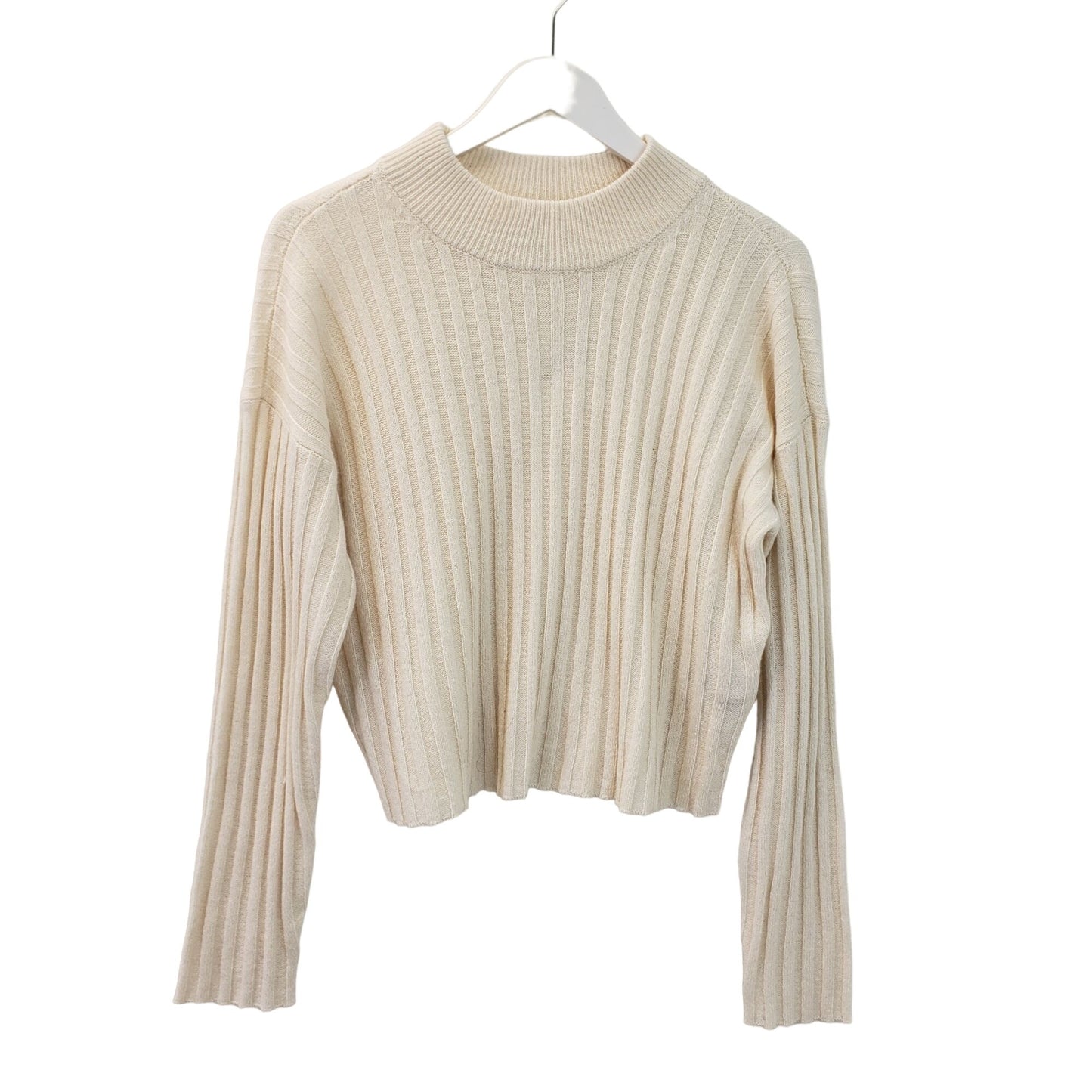 NWT Madewell Wool Blend Levi Ribbed Mock Cropped Sweater Size Medium