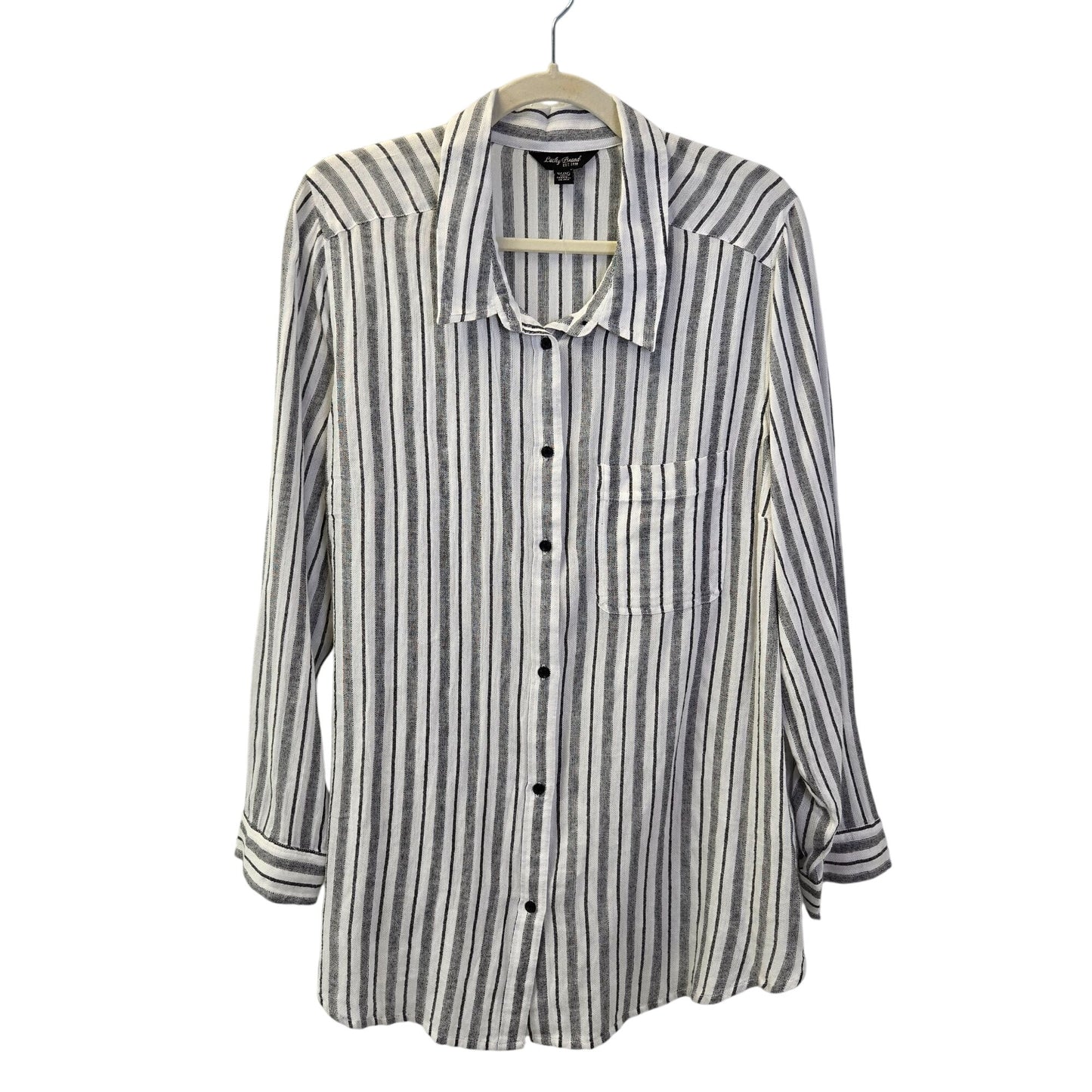Lucky Brand Viscose Blend Striped Button Down Tunic Blouse Size 1X