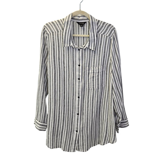 Lucky Brand Viscose Blend Striped Button Down Tunic Blouse Size 1X