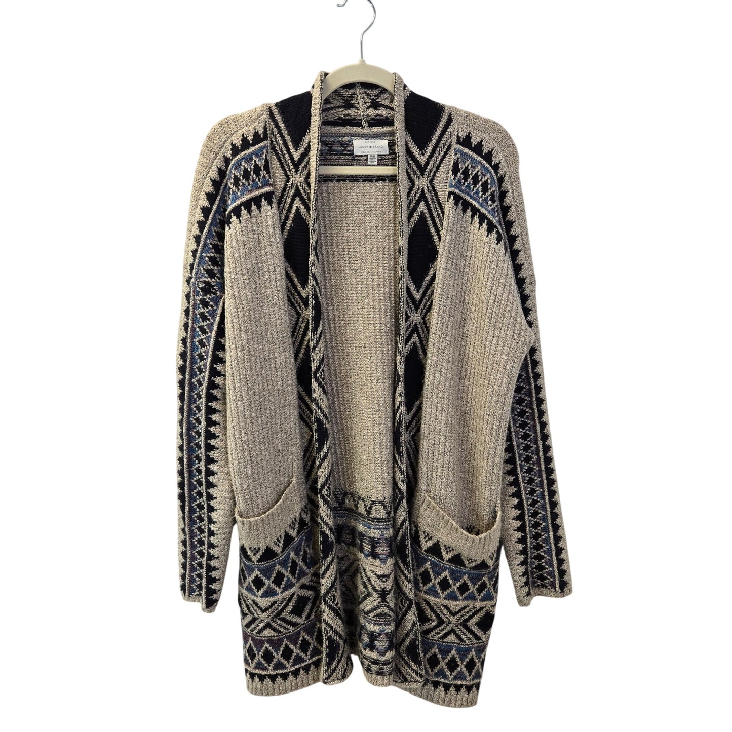 Lucky Brand Aztec Print Open Cardigan Sweater Size Medium