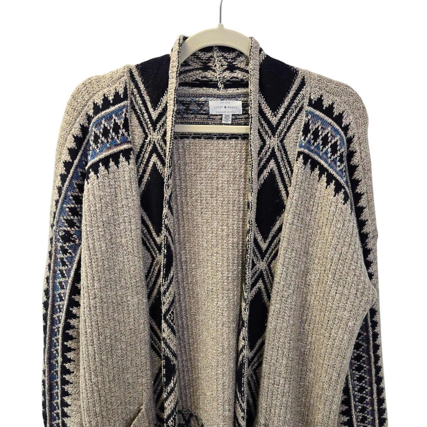 Lucky Brand Aztec Print Open Cardigan Sweater Size Medium