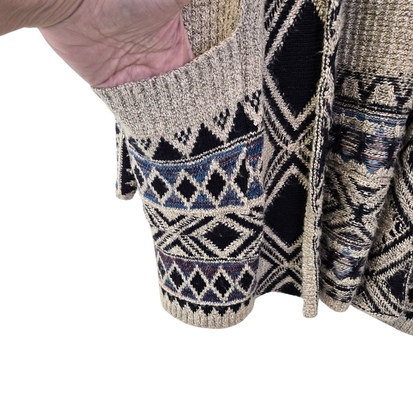 Lucky Brand Aztec Print Open Cardigan Sweater Size Medium