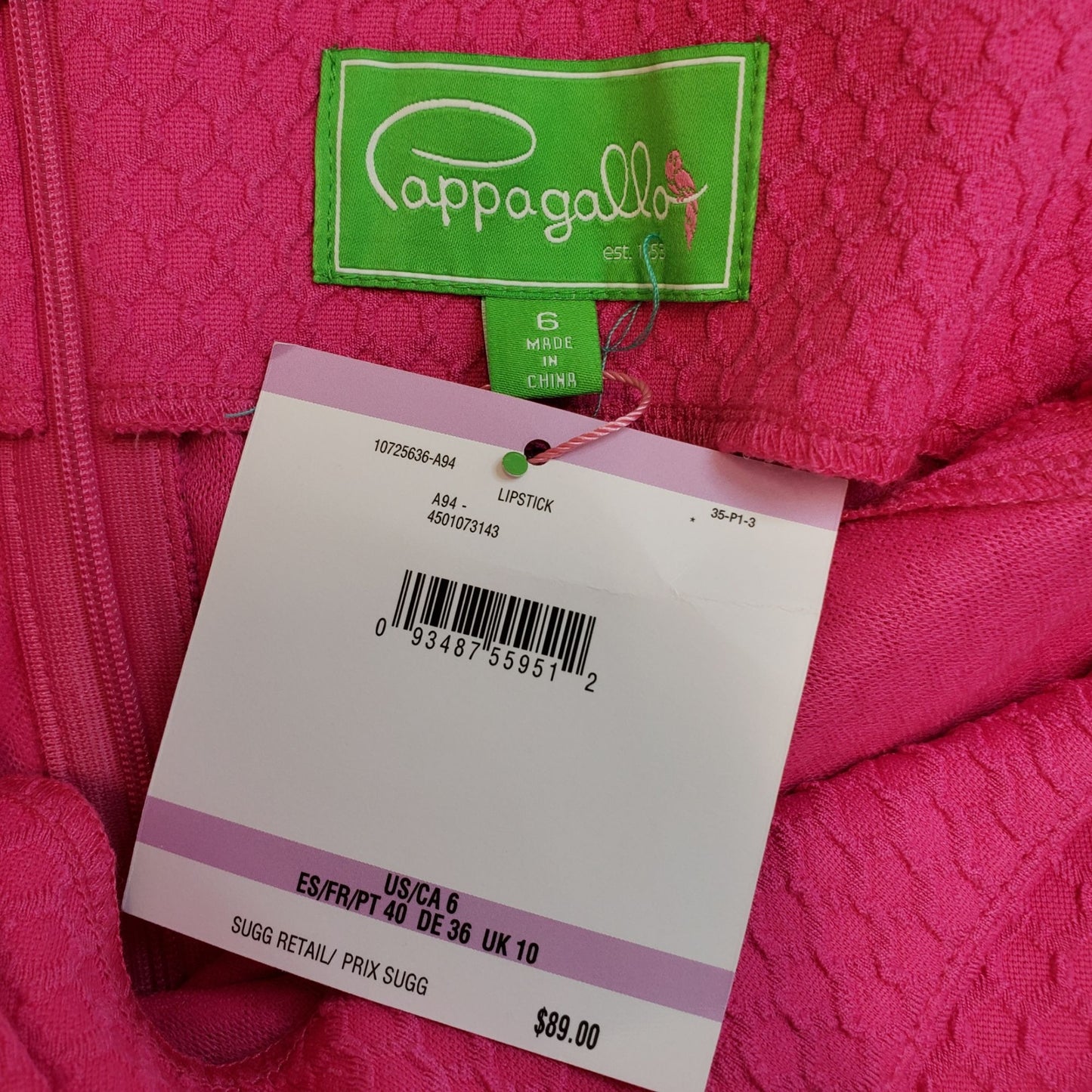 NWT Pappagallo Textured Lace Trim Shift Dress in Lipstick Size 6