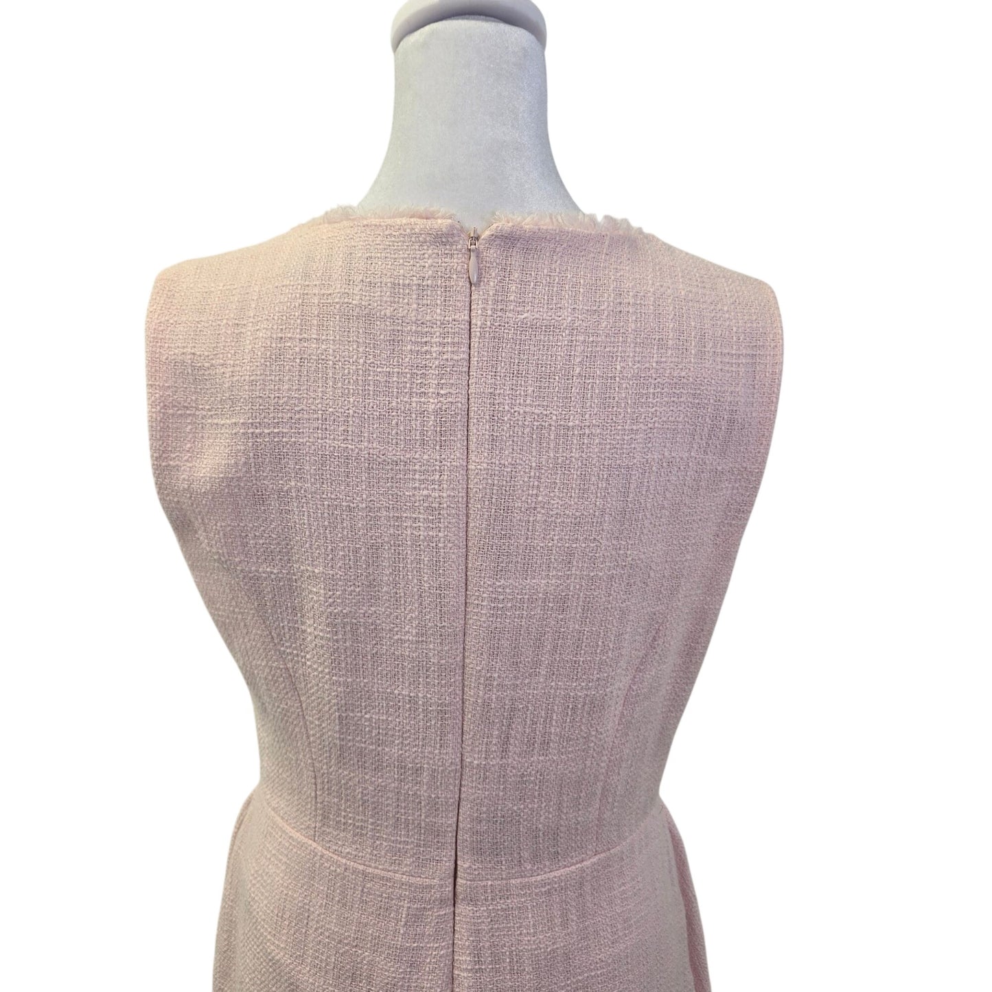 NWOT Karl Lagerfeld Pink Tweed Ruffle Hem Belted Dress Size 8