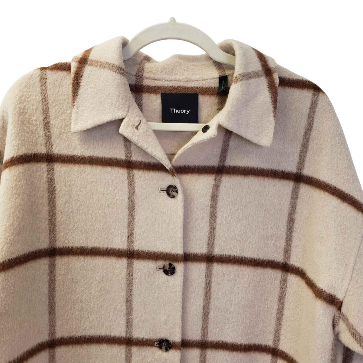 Theory Plaid Wool Blend Shacket Jacket Size Medium