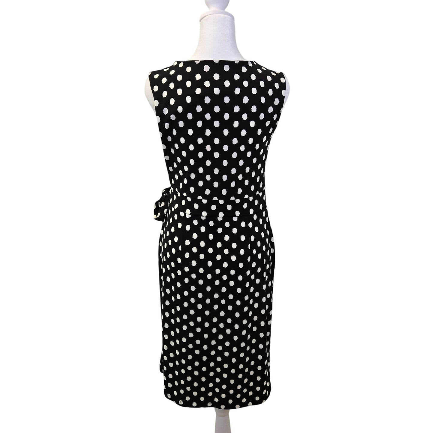 Talbots Petite Polka Dot Faux Wrap Side Tie Dress Size Small Petite