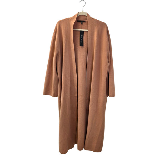 NWT Toccin Jade Knit Longline Open Cardigan Topper in Camel Size M/L *REPAIRED*