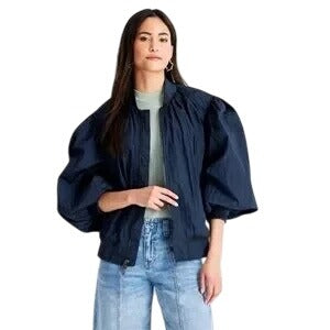 NWT Future Collective Balloon Sleeve Relaxed Bomber Jacket Size Large