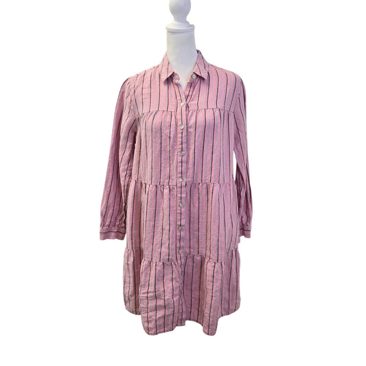 J. Jill Love Linen 100% Linen Tiered Shirt Dress Size XS Petite