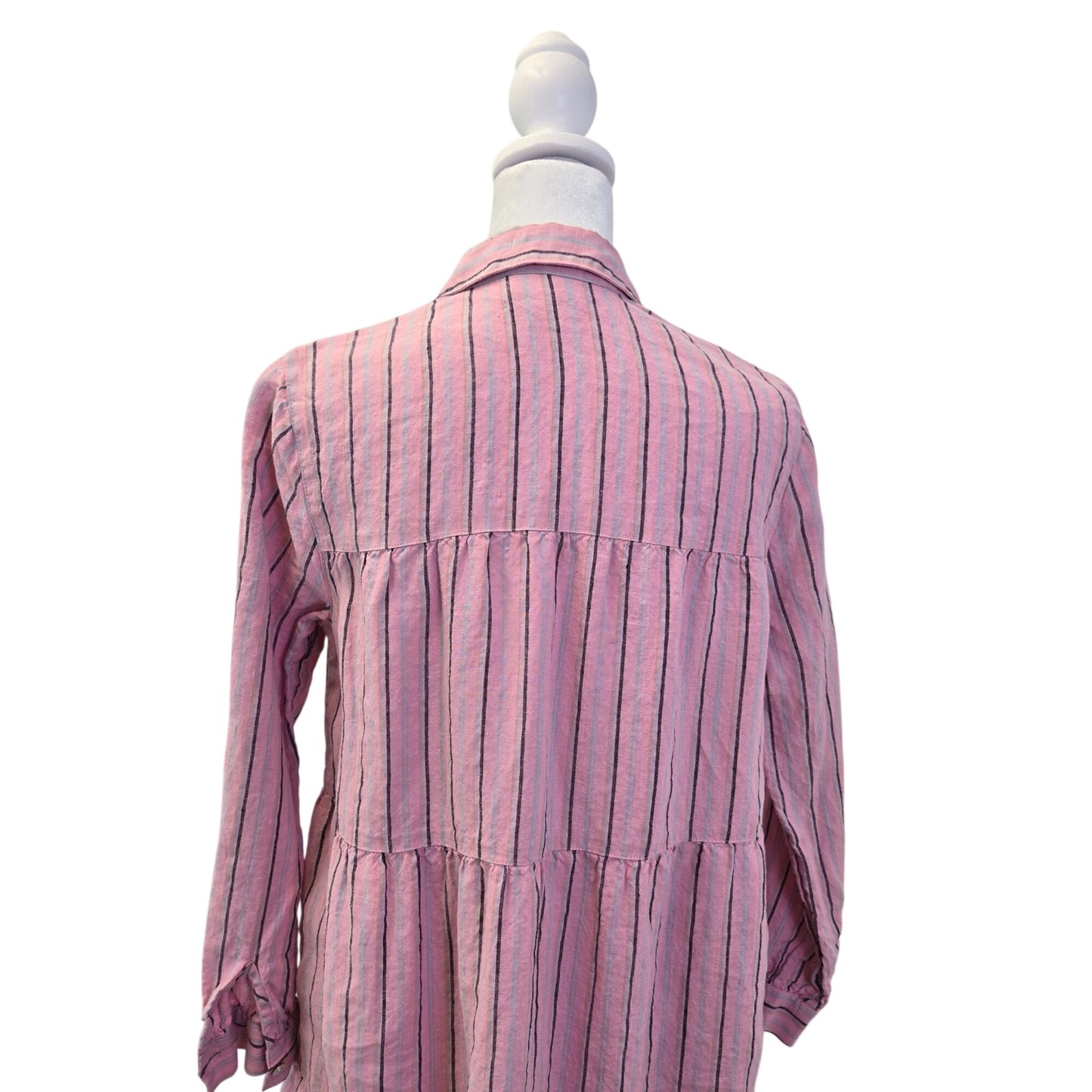 J. Jill Love Linen 100% Linen Tiered Shirt Dress Size XS Petite