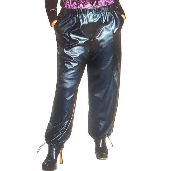 And Now This Vegan Leather Wide Leg Cargo Pants Size 24W