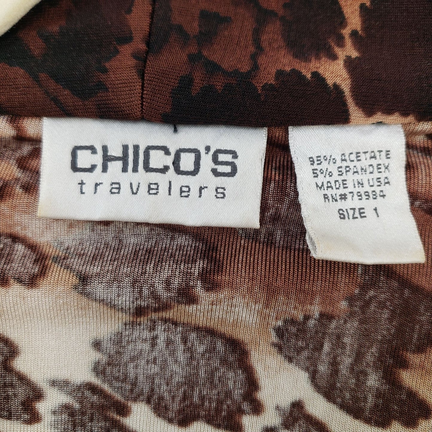 Chico's Travelers Animal Print Peplum Blouse Size Chico's 1/Medium