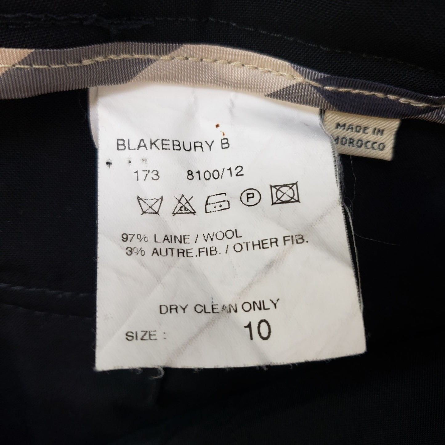 Burberry Blakebury Wool Blend Wide Leg Trouser Pants Size 10