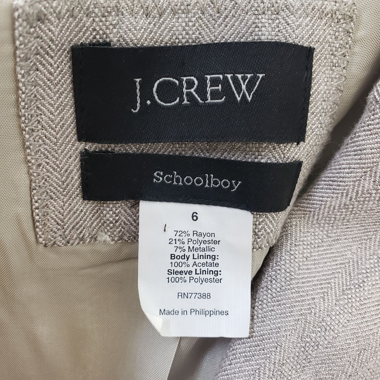 J. Crew Chevron Print Schoolboy Blazer Size 6