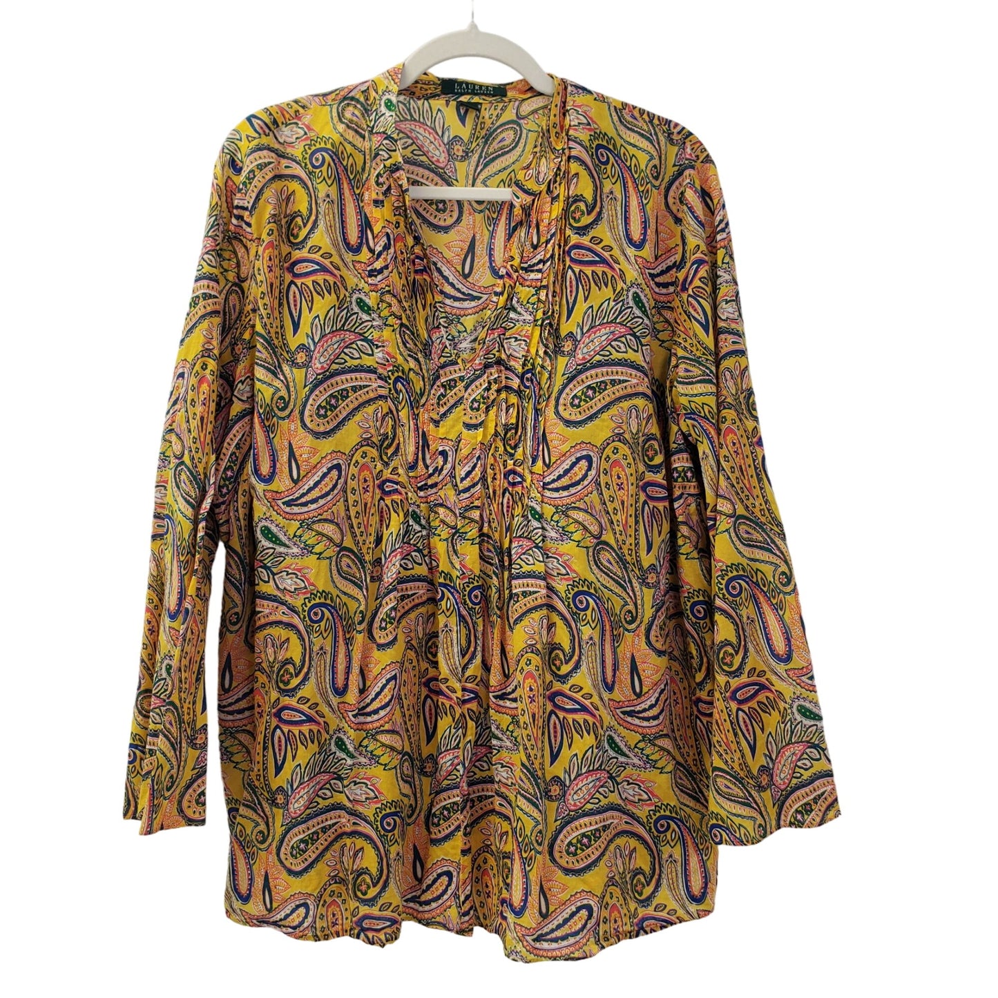 Lauren Ralph Lauren Paisley Print Popover Top Size 1X