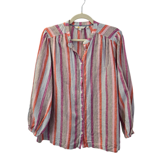 Boden 100% Linen Striped Button Down Shirt Size 14