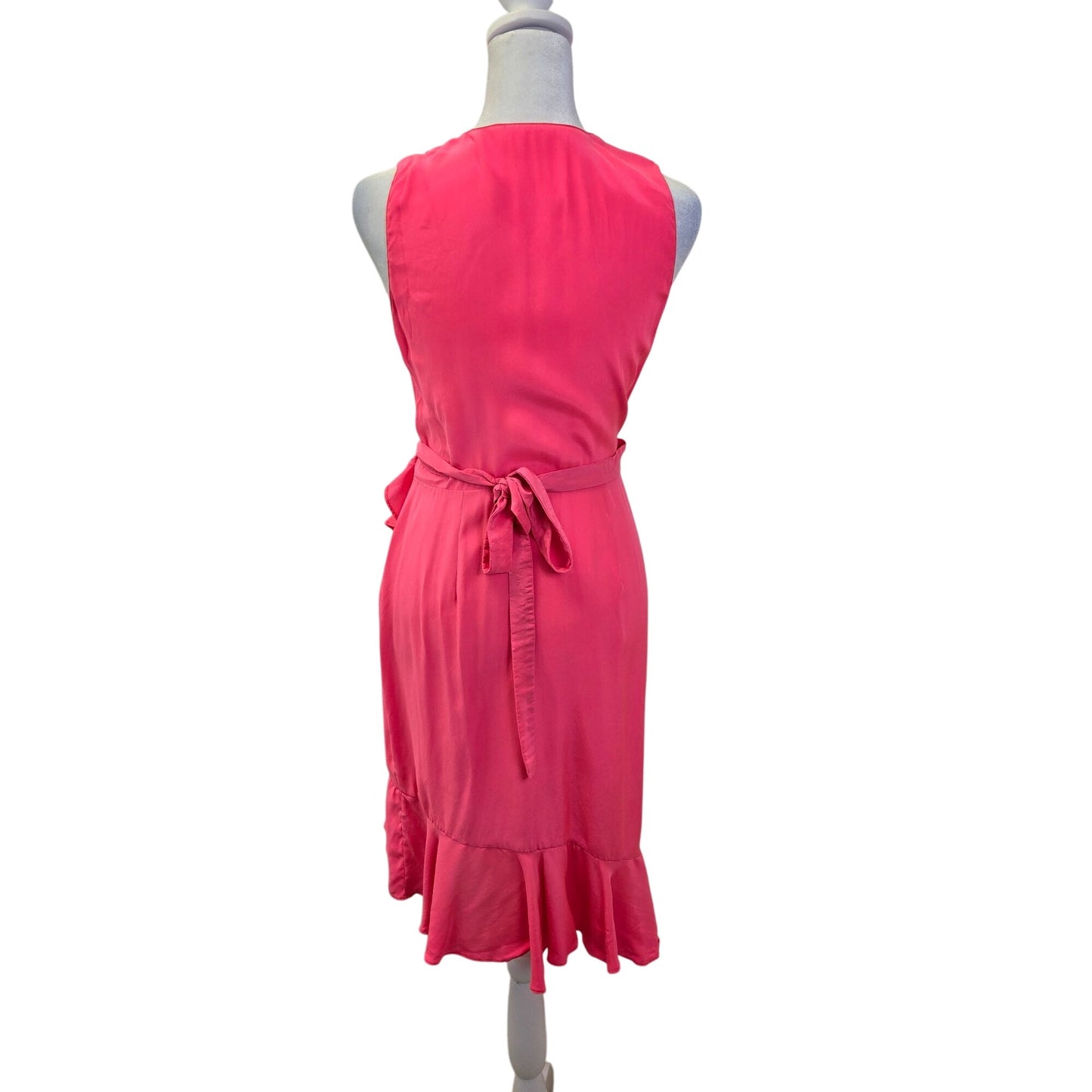 Amanda Uprichard Mary Kate 100% Silk Wrap Dress in Fluro Pink Size Small