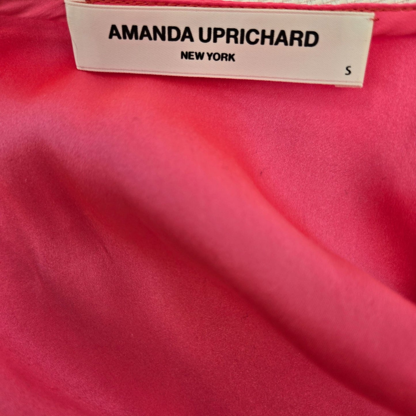 Amanda Uprichard Mary Kate 100% Silk Wrap Dress in Fluro Pink Size Small