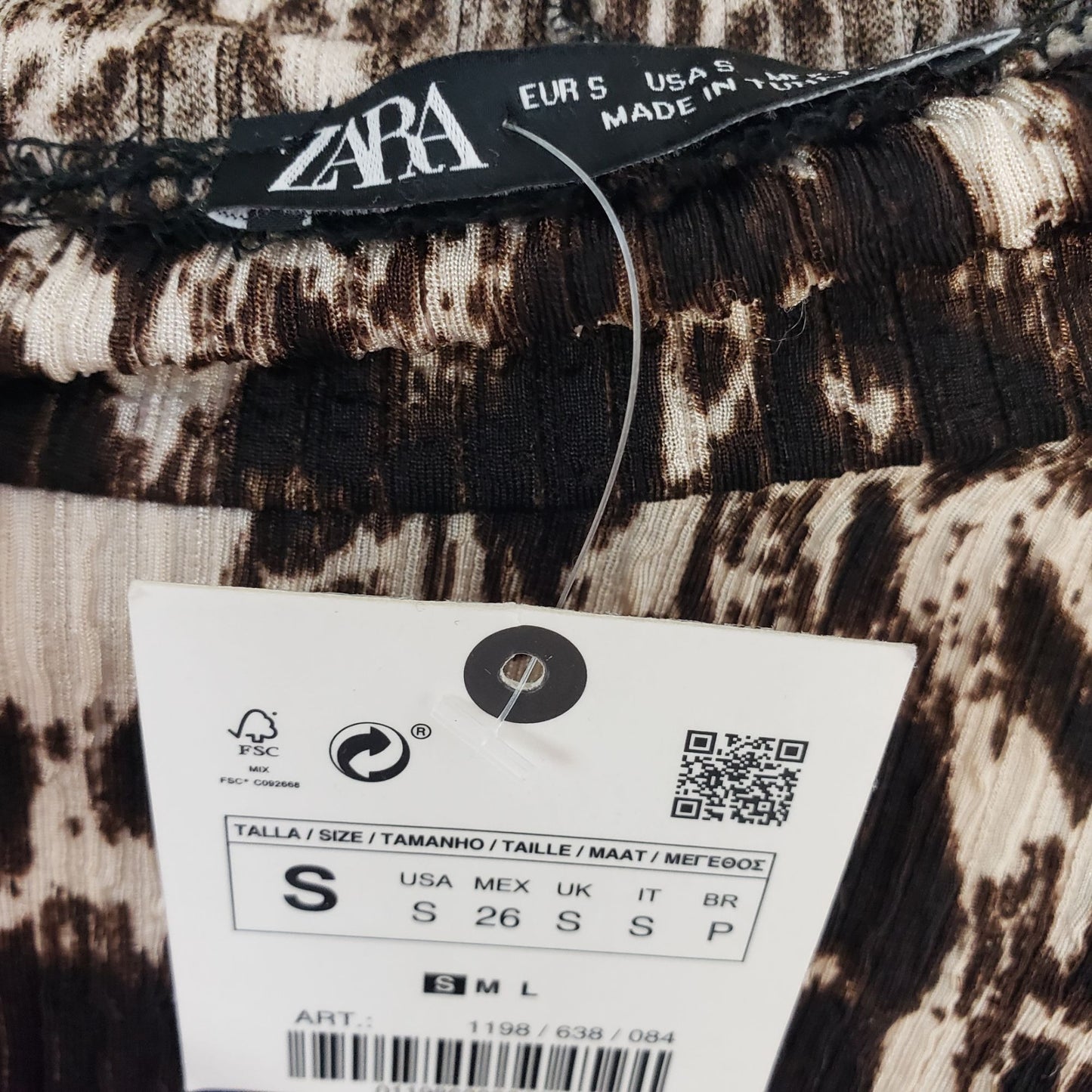 NWT Zara Animal Print Bodycon Mock Neck Dress Size Small