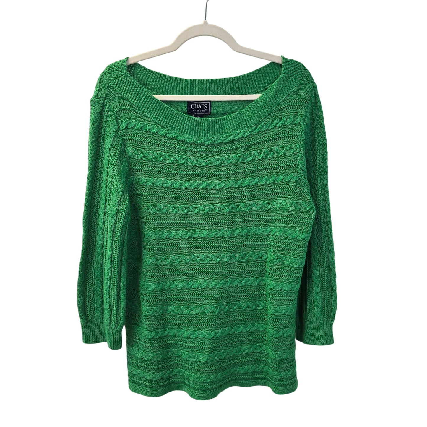 NWT Chaps Linen Blend Cable Knit 3/4 Sleeve Sweater Size XL