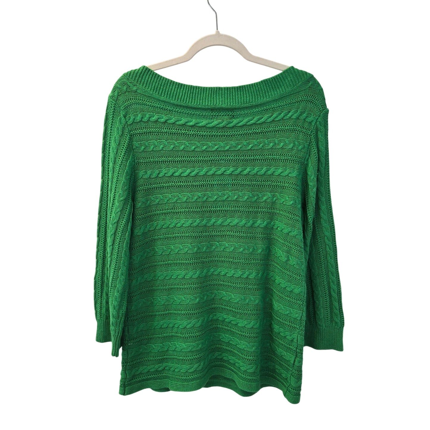 NWT Chaps Linen Blend Cable Knit 3/4 Sleeve Sweater Size XL