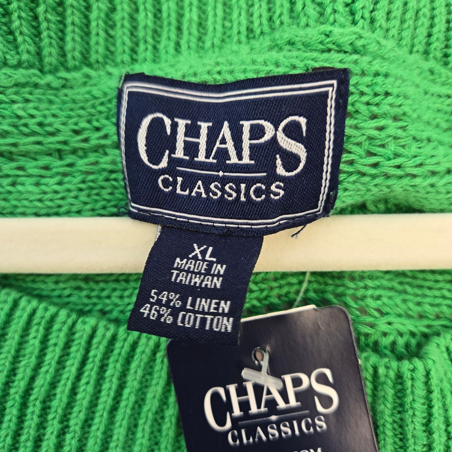 NWT Chaps Linen Blend Cable Knit 3/4 Sleeve Sweater Size XL