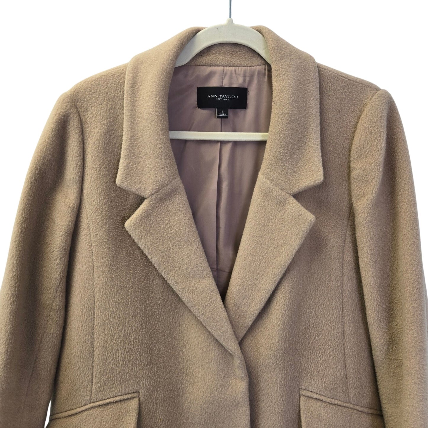 Ann Taylor 100% Wool Chesterfield Camel Coat Size Small