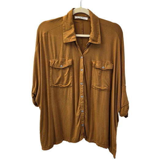 Free People We the Free Andy Viscose Blend Button Down Shirt Size Medium