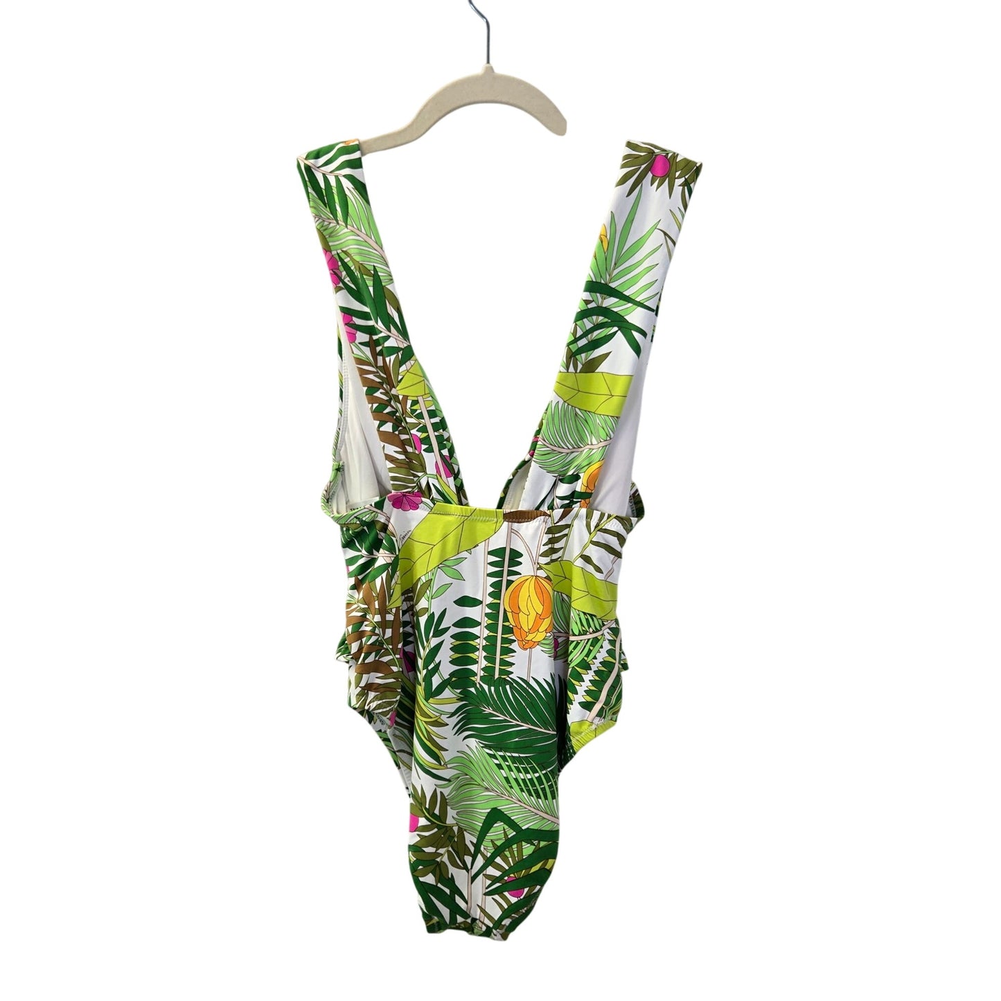 Trina Turk Tropical Print Deep Plunge V-Neck One Piece Swimsuit Size 8